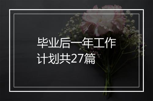 毕业后一年工作计划共27篇