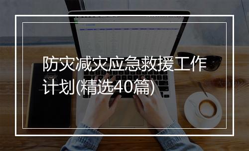 防灾减灾应急救援工作计划(精选40篇)