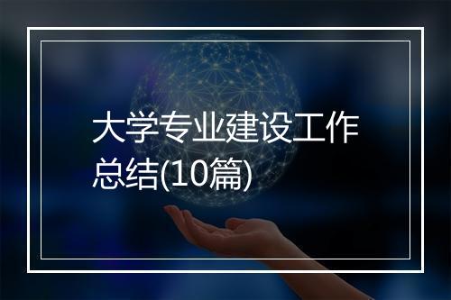 大学专业建设工作总结(10篇)