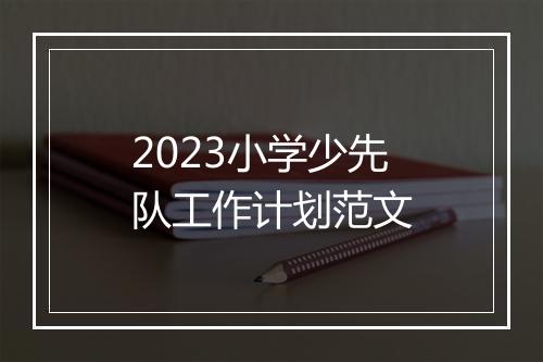2023小学少先队工作计划范文