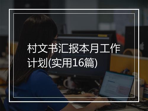村文书汇报本月工作计划(实用16篇)