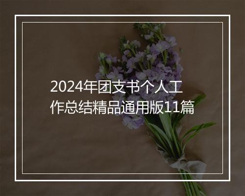 2024年团支书个人工作总结精品通用版11篇