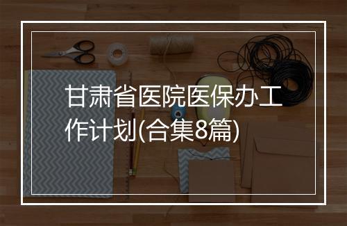 甘肃省医院医保办工作计划(合集8篇)