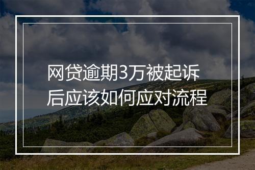网贷逾期3万被起诉后应该如何应对流程