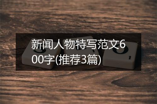 新闻人物特写范文600字(推荐3篇)