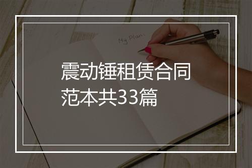 震动锤租赁合同范本共33篇