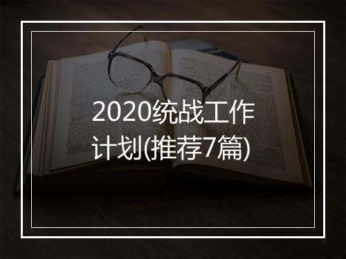 2020统战工作计划(推荐7篇)