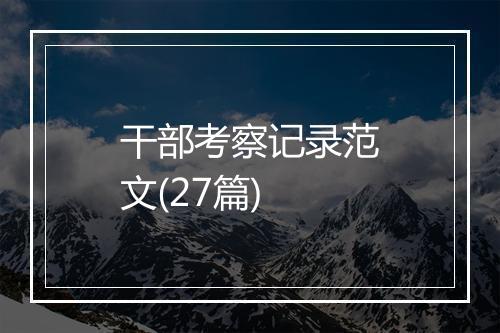 干部考察记录范文(27篇)
