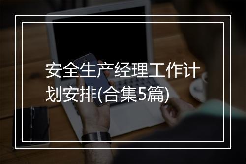 安全生产经理工作计划安排(合集5篇)