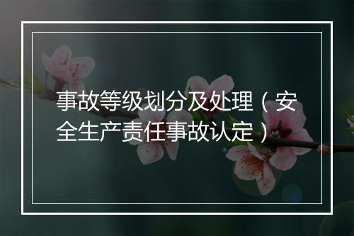 事故等级划分及处理（安全生产责任事故认定）