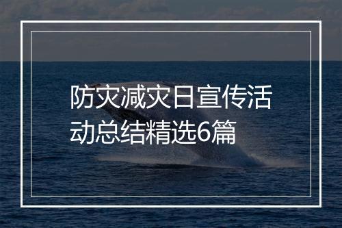 防灾减灾日宣传活动总结精选6篇