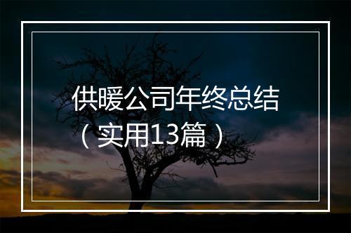 供暖公司年终总结（实用13篇）