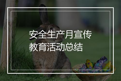安全生产月宣传教育活动总结