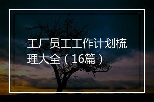 工厂员工工作计划梳理大全（16篇）