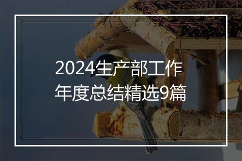 2024生产部工作年度总结精选9篇