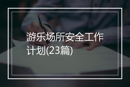 游乐场所安全工作计划(23篇)