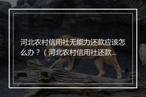 河北农村信用社无能力还款应该怎么办？（河北农村信用社还款救济措施）
