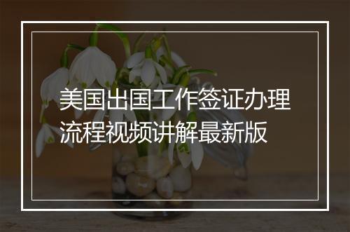 美国出国工作签证办理流程视频讲解最新版