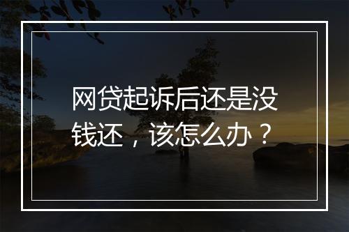 网贷起诉后还是没钱还，该怎么办？