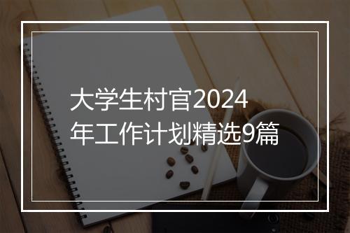 大学生村官2024年工作计划精选9篇