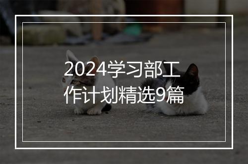 2024学习部工作计划精选9篇