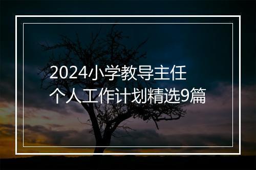 2024小学教导主任个人工作计划精选9篇