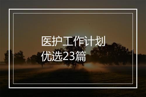 医护工作计划优选23篇