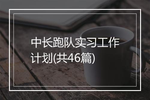 中长跑队实习工作计划(共46篇)