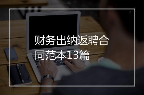 财务出纳返聘合同范本13篇