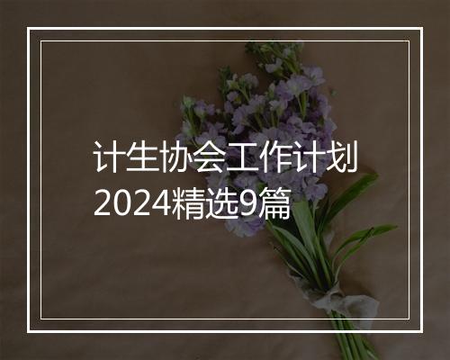 计生协会工作计划2024精选9篇