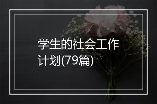 学生的社会工作计划(79篇)