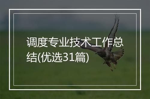 调度专业技术工作总结(优选31篇)