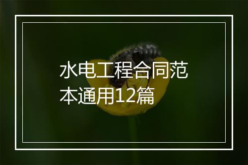 水电工程合同范本通用12篇
