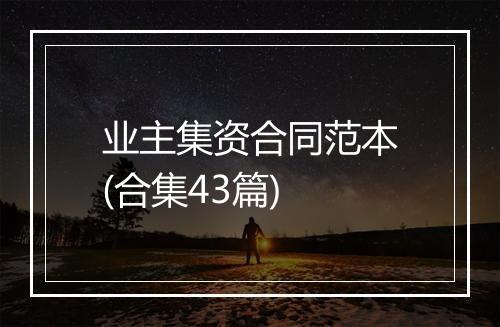 业主集资合同范本(合集43篇)