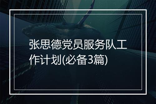 张思德党员服务队工作计划(必备3篇)