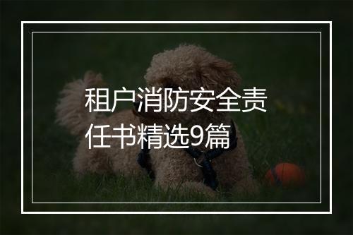 租户消防安全责任书精选9篇