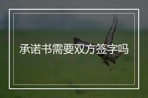承诺书需要双方签字吗