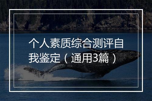 个人素质综合测评自我鉴定（通用3篇）