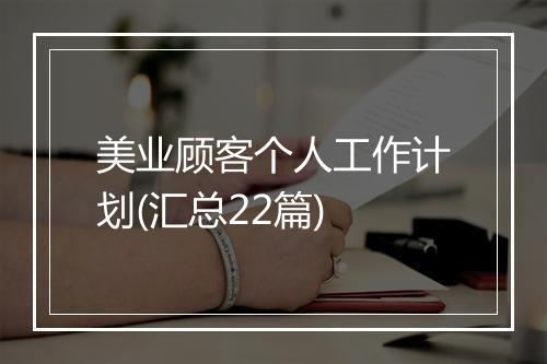 美业顾客个人工作计划(汇总22篇)
