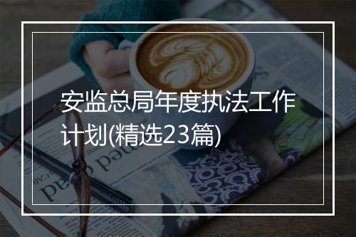 安监总局年度执法工作计划(精选23篇)