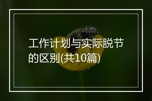 工作计划与实际脱节的区别(共10篇)