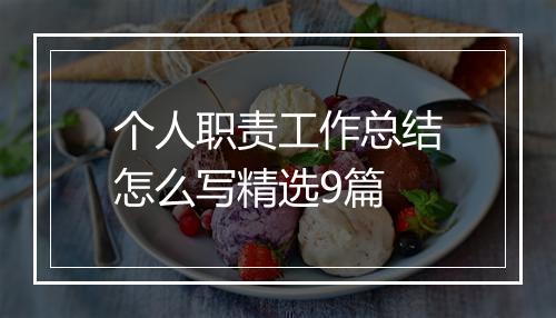 个人职责工作总结怎么写精选9篇