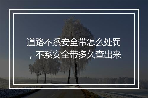 道路不系安全带怎么处罚，不系安全带多久查出来