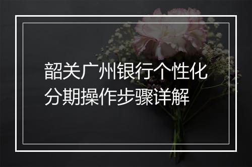 韶关广州银行个性化分期操作步骤详解