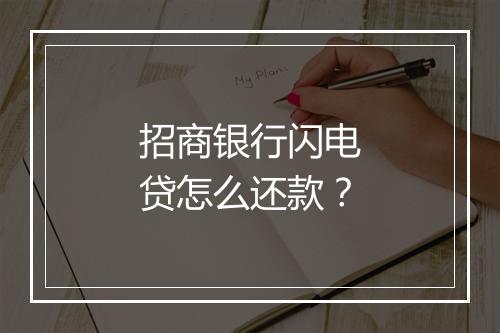 招商银行闪电贷怎么还款？