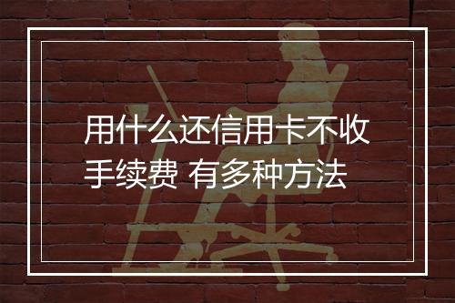 用什么还信用卡不收手续费 有多种方法