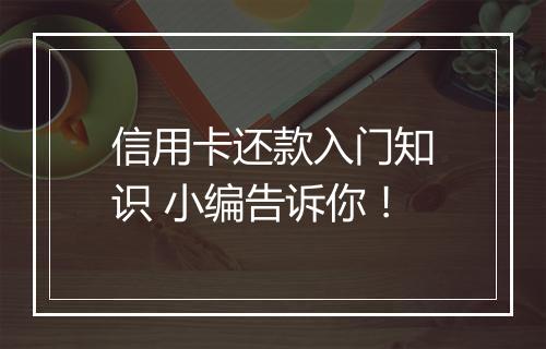信用卡还款入门知识 小编告诉你！