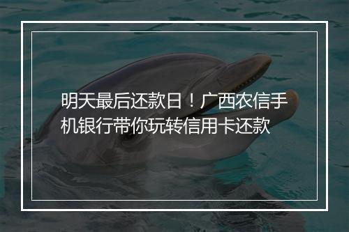 明天最后还款日！广西农信手机银行带你玩转信用卡还款