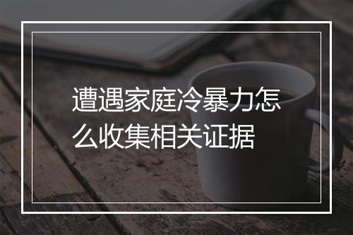遭遇家庭冷暴力怎么收集相关证据