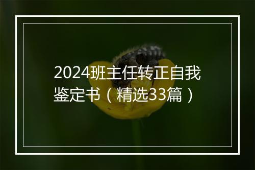 2024班主任转正自我鉴定书（精选33篇）
